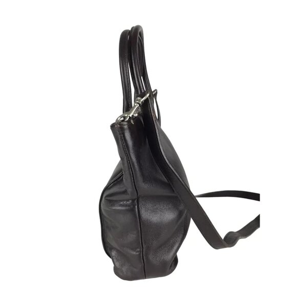 Bechamel Womens Black Leather‎ Double Handles Detachable Strap Pockets Tote Bag - Picture 3 of 8